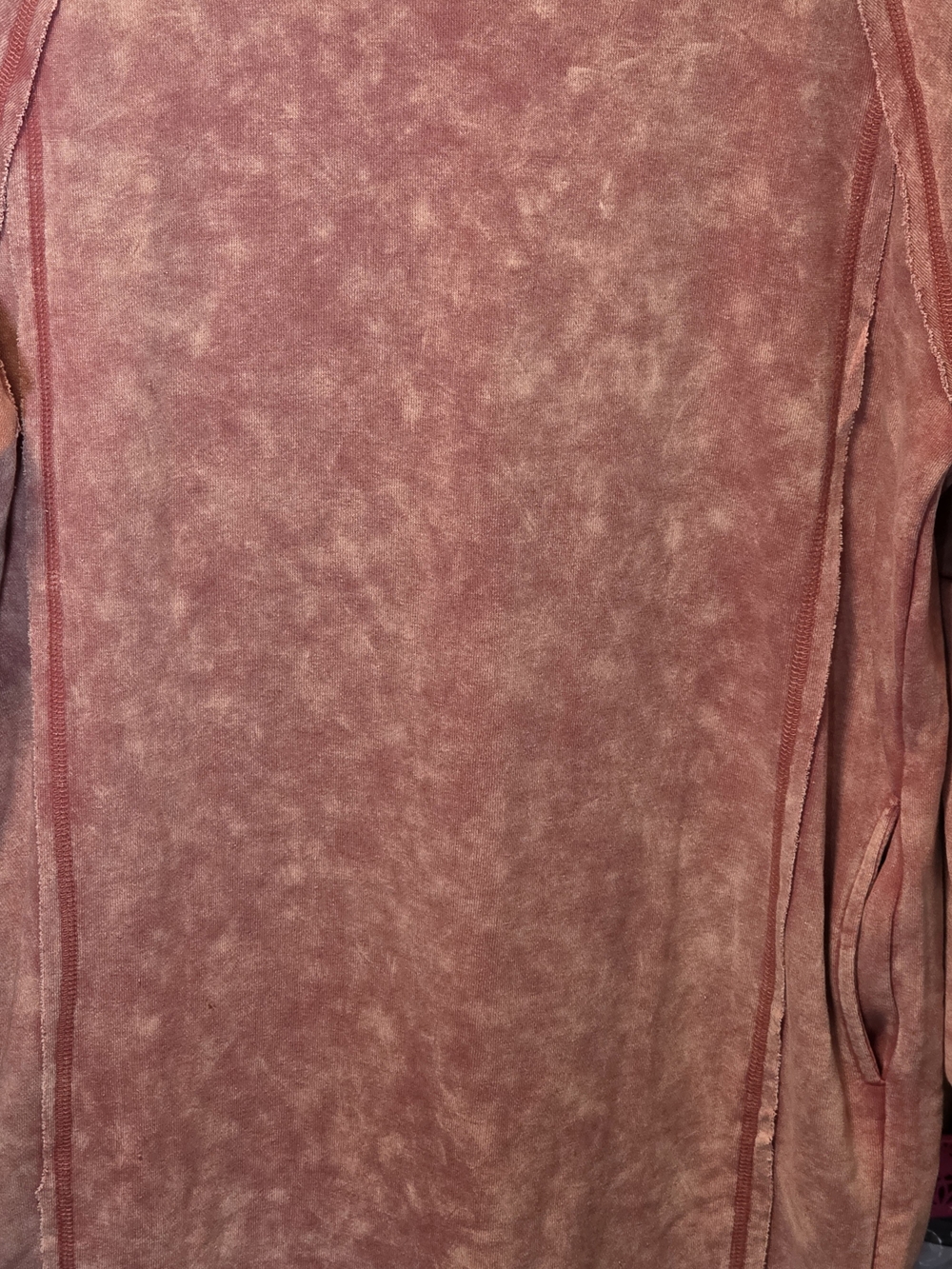 Washed Pink Long-Sleeve Midi Dress with Crew Neck - Picture 3 of 3